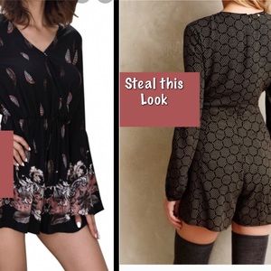 Romper shorts with long sleeves pink and black